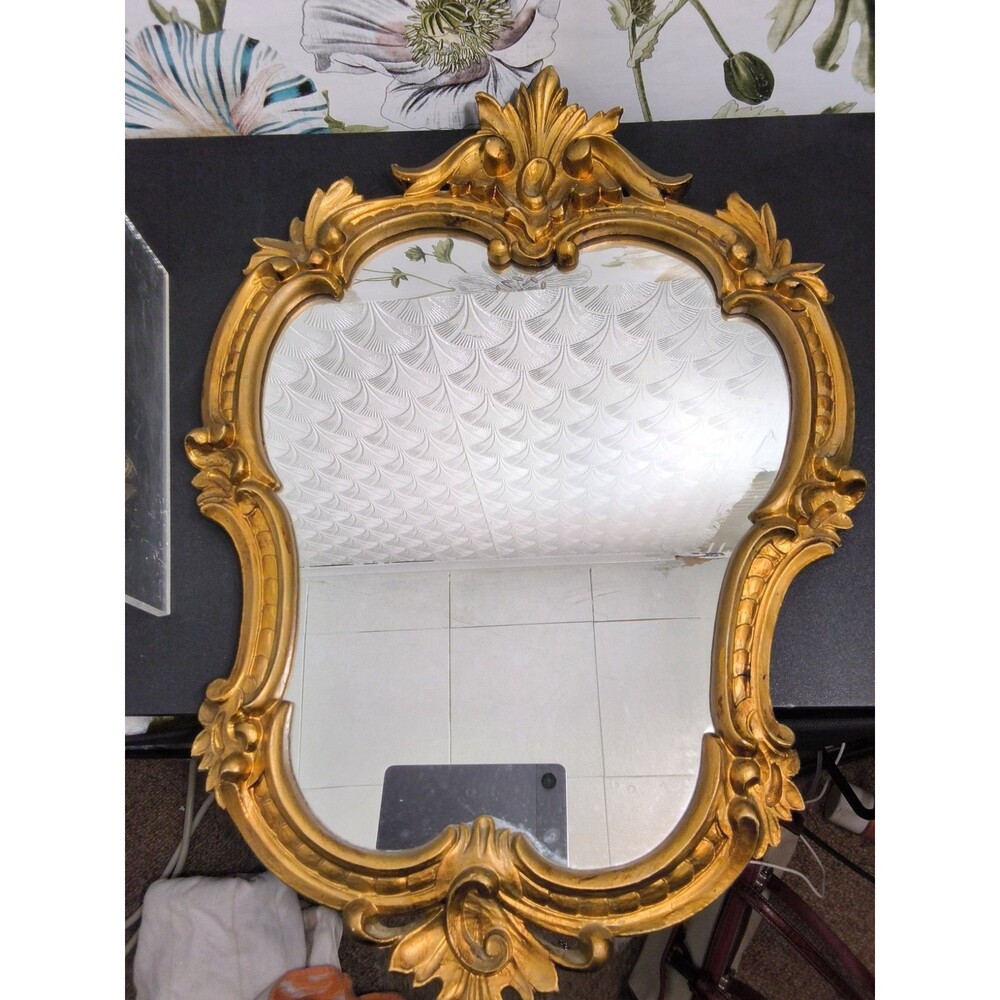 Vintage Ornate Style Gold Carved Mirror. Excellent Condition. 13" wide 20" tall